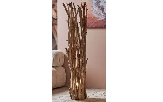 Lampara Pie Alta Rustica Ramas Teca Serie Amelat