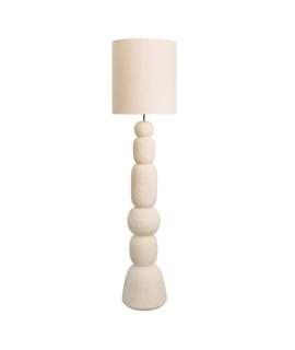 Lampara Pie Ceramica Beige y Tulipa Algodon - Serie Arbia