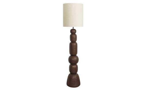 Lampara Pie Ceramica Marrón y Tulipa Algodon - Serie Arbia