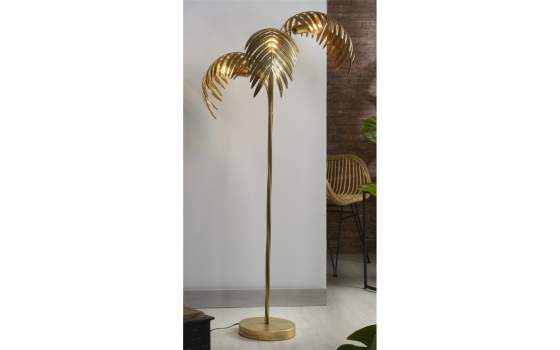 Lampara Pie Hojas Metal Acero Color Oro Serie Hanae