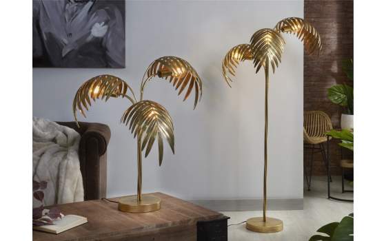 Lampara Pie Hojas Metal Acero Color Oro Serie Hanae
