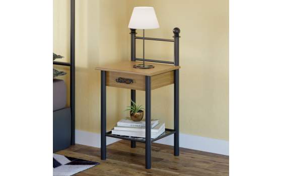 Lampara Pie Mesita Basica en Forja y Acero Serie Eva