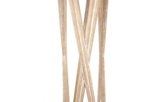 Lampara Pie Palos Teca Glaseado Blanco Tulipa Blanca Etravis