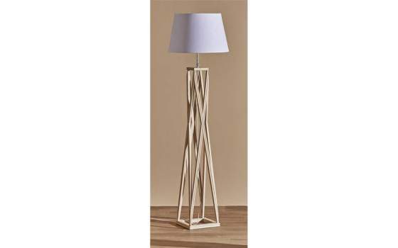 Lampara Pie Palos Teca Glaseado Blanco Tulipa Blanca Etravis