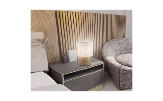 Lampara Pie Pequeña Tulipa Lino Tostado Serie Aosta