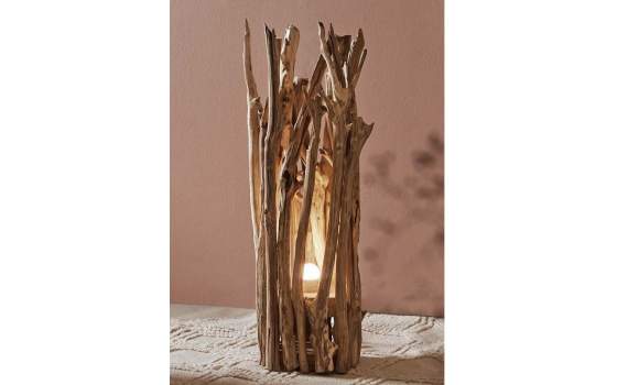 Lampara Pie Rustica Ramas Teca Serie Amelat
