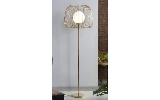 Lampara Pie Salon Acero Oro Serie Rainer