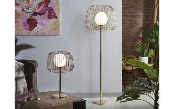 Lampara Pie Salon Acero Oro Serie Rainer