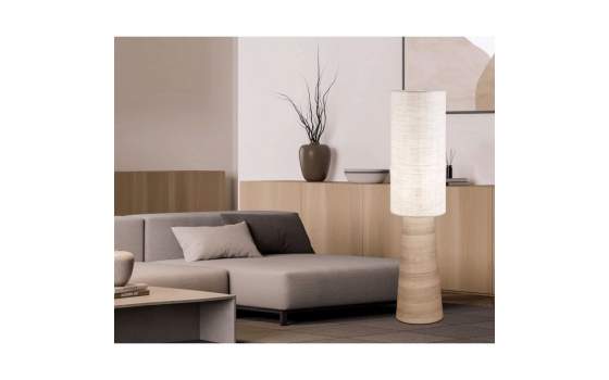 Lampara Pie Salon Tulipa Lino Tostado Serie Aosta