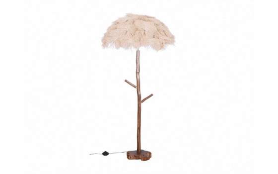 Lampara Pie Teca con Sobrilla  Sisal y Percha Naclaus