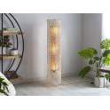 Lampara Pie Tubo Tejido Rattan Blanco y Acero Serie Kyoko