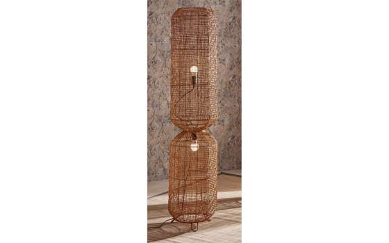 Lampara Salon de Pie Forma Cilindro Rattan Serie Naclaus