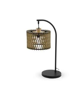 Lampara Sobre Mesa Actual Tulipa Madera Base Metal Aldat