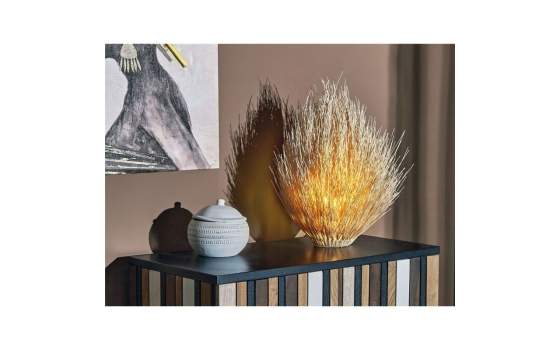 Lampara Sobre Mesa Palos de Rattan Medula Serie Naclaus