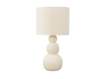 Lampara Sobremesa Ceramica Beige y Tulipa Algodon - Serie Arbia