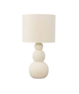 Lampara Sobremesa Ceramica Beige y Tulipa Algodon - Serie Arbia