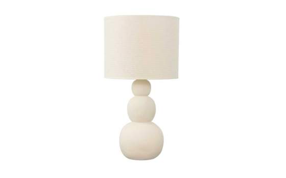 Lampara Sobremesa Ceramica Beige y Tulipa Algodon - Serie Arbia