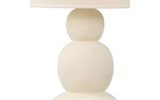 Lampara Sobremesa Ceramica Beige y Tulipa Algodon - Serie Arbia