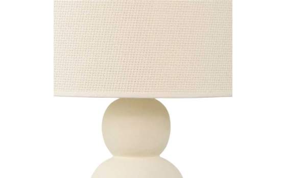 Lampara Sobremesa Ceramica Beige y Tulipa Algodon - Serie Arbia