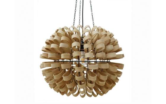 Lampara Techo Bola de 40 cm Tiras de Abeto Natural Aeja