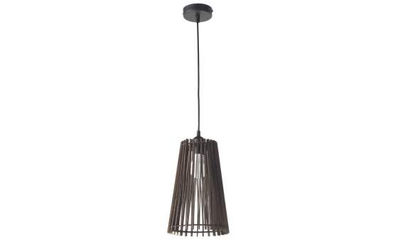Lampara Techo Cono Tiras de Madera Marron Serie Rarste