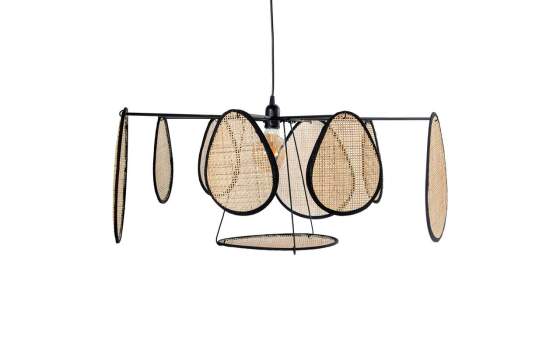 Lampara Techo Moderna Acero y Ratan Natural Addis