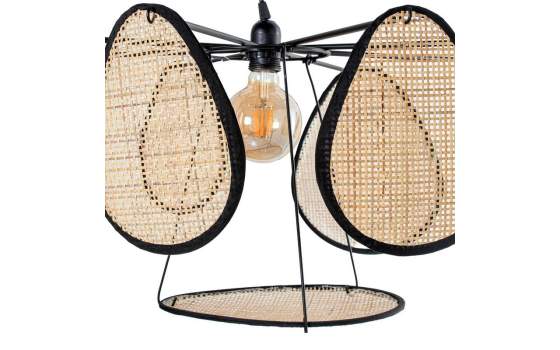 Lampara Techo Moderna Acero y Ratan Natural Addis