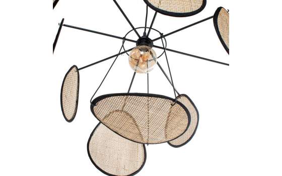 Lampara Techo Moderna Acero y Ratan Natural Addis