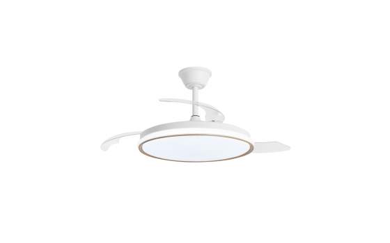 Lampara Ventilador de Techo Blanco Aro Madera Clara Dublin