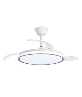 Lampara Ventilador de Techo Blanco Aro Madera Oscura Dublin