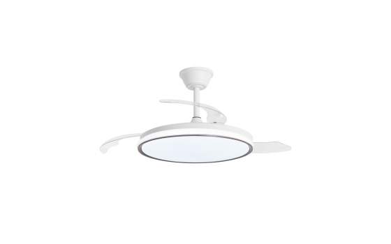 Lampara Ventilador de Techo Blanco Aro Madera Oscura Dublin