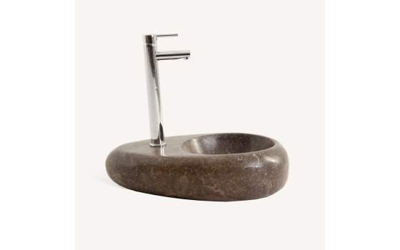 Lavabo Contemporaneo de Piedra Color Gris Serie Petra