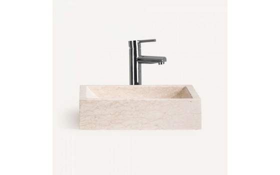 Lavabo Rectangular de Piedra Color Crema Serie Petra