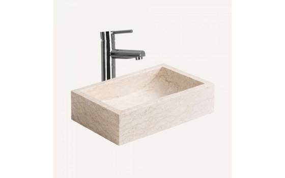 Lavabo Rectangular de Piedra Color Crema Serie Petra