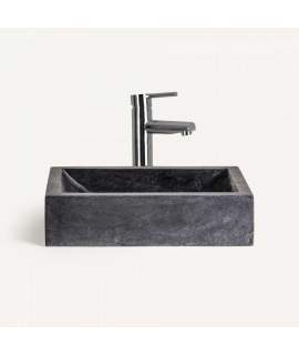 Lavabo Rectangular de Piedra Color Negro Serie Petra