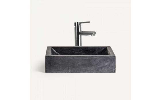 Lavabo Rectangular de Piedra Color Negro Serie Petra