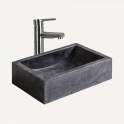 Lavabo Rectangular de Piedra Color Negro Serie Petra