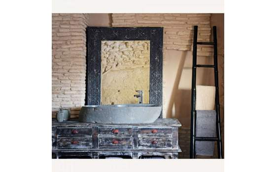 Lavamanos Abstracto Piedra Rustica  grisaceo Serie Petra