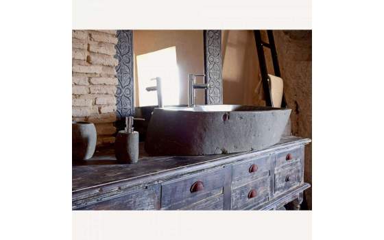 Lavamanos Abstracto Piedra Rustica  grisaceo Serie Petra