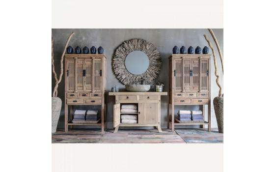 Lavamanos de Piedra Rustica Color Arena Serie Petra