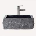 Lavamanos Marmol Cuadrado Rustico Color Negro Serie Petra