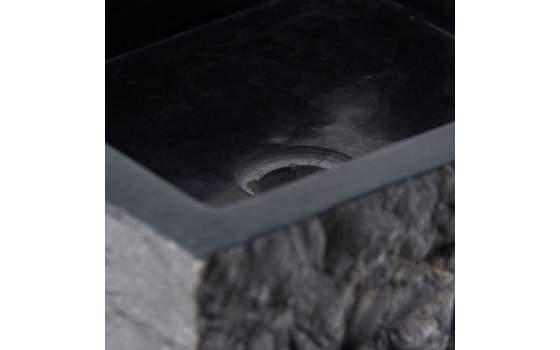 Lavamanos Marmol Cuadrado Rustico Color Negro Serie Petra