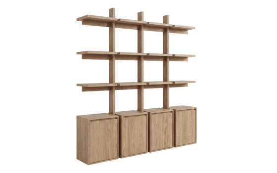 Librería Salon Moderna Madera Fresno 4 Puertas Akary