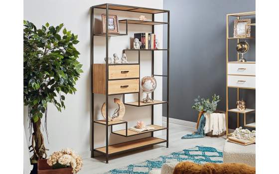 Libreria 2 Cajones Oriental Madera Forja Serie Artins