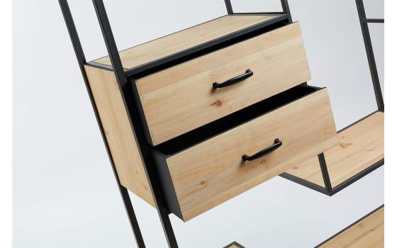 Libreria 2 Cajones Oriental Madera Forja Serie Artins