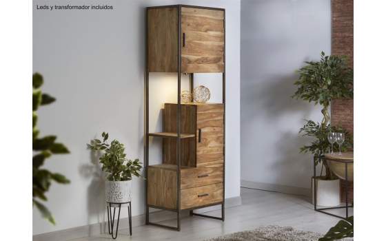 Libreria 2 Puertas 2 Cajones Con Led Serie Artama