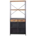 Libreria 2 Puertas 2 Cajones Rustico Industrial Serie Abanku