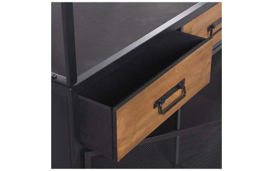 Libreria 2 Puertas 2 Cajones Rustico Industrial Serie Abanku