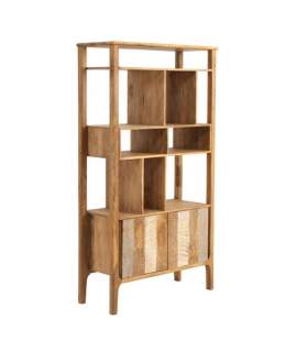 Libreria 2 Puertas Madera Mango Gris Decape Natural Atrade