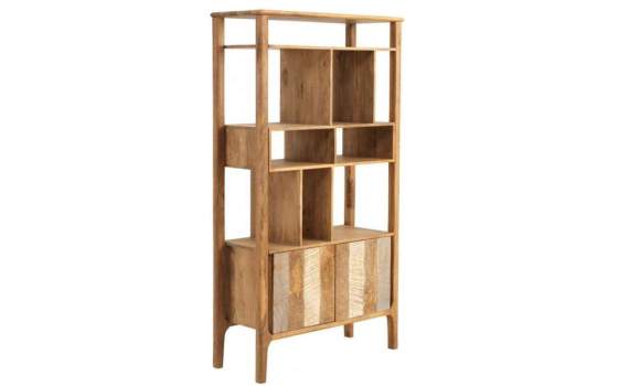 Libreria 2 Puertas Madera Mango Gris Decape Natural Atrade